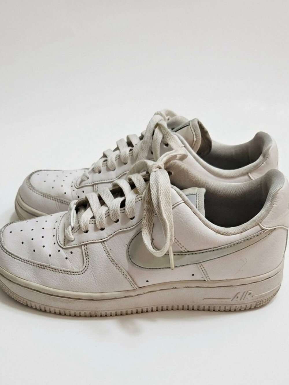 Nike Air Force 1s White W/ Silver Swoosh Women’s Size 6.5 CW5596-100